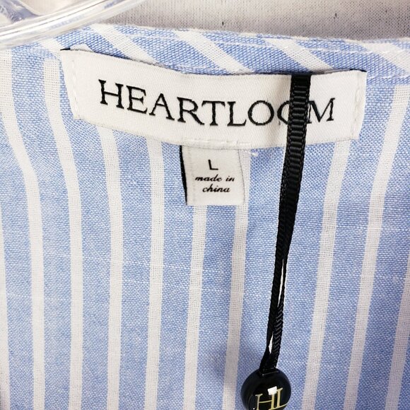 NWT Heartloom River Maxi Wrap Dress Stripe Cotton Ruffle Eyelet Sleeve sz L Blue - Picture 5 of 13